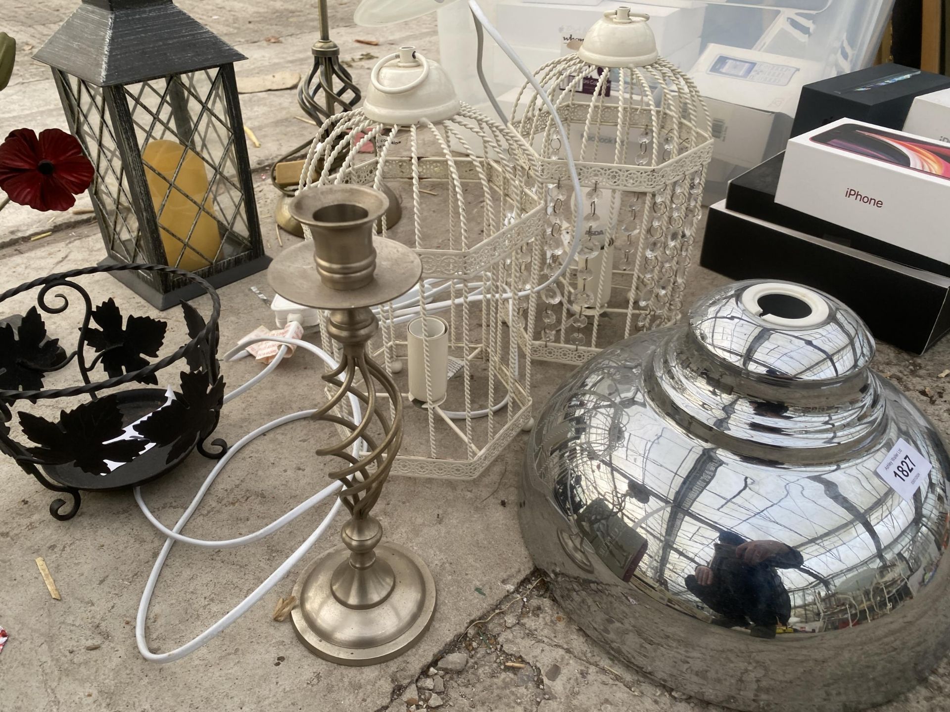 AN ASSORTMENT OF LAMPS, SHADES AND CANDLE HOLDERS ETC - Image 3 of 3