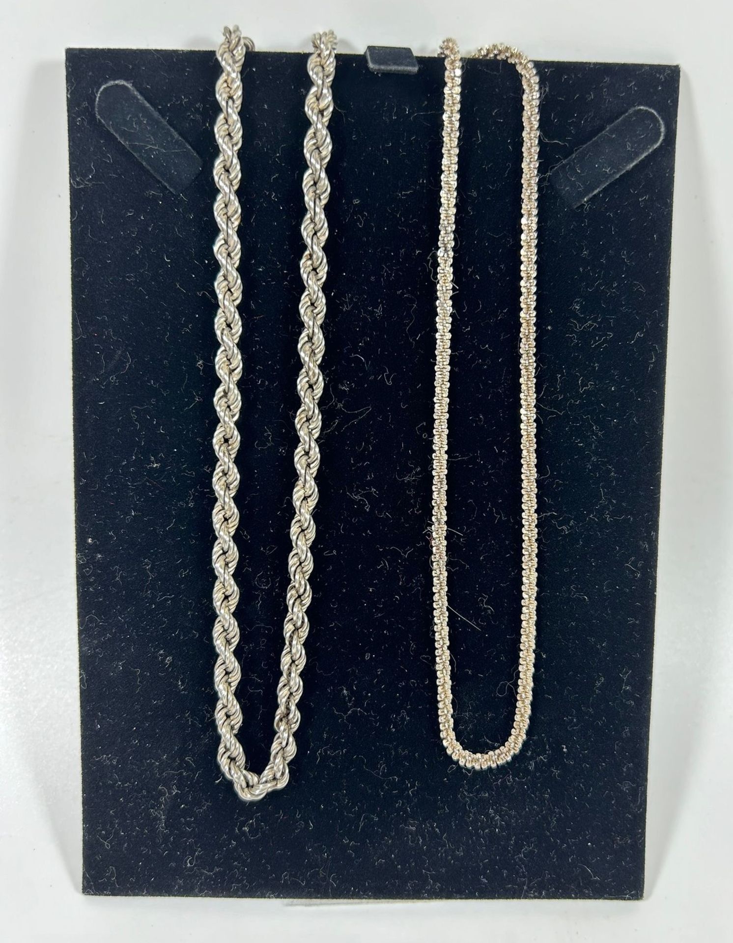 TWO .925 SILVER ROPE NECKLACES, LARGEST 20" CHAIN LENGTH