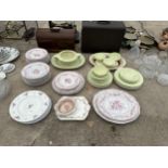 AN ASSORTMENT OF CERAMICS TO INCLUDE RED AND WHITE PLATES AND FURTHER FLORAL PLATES