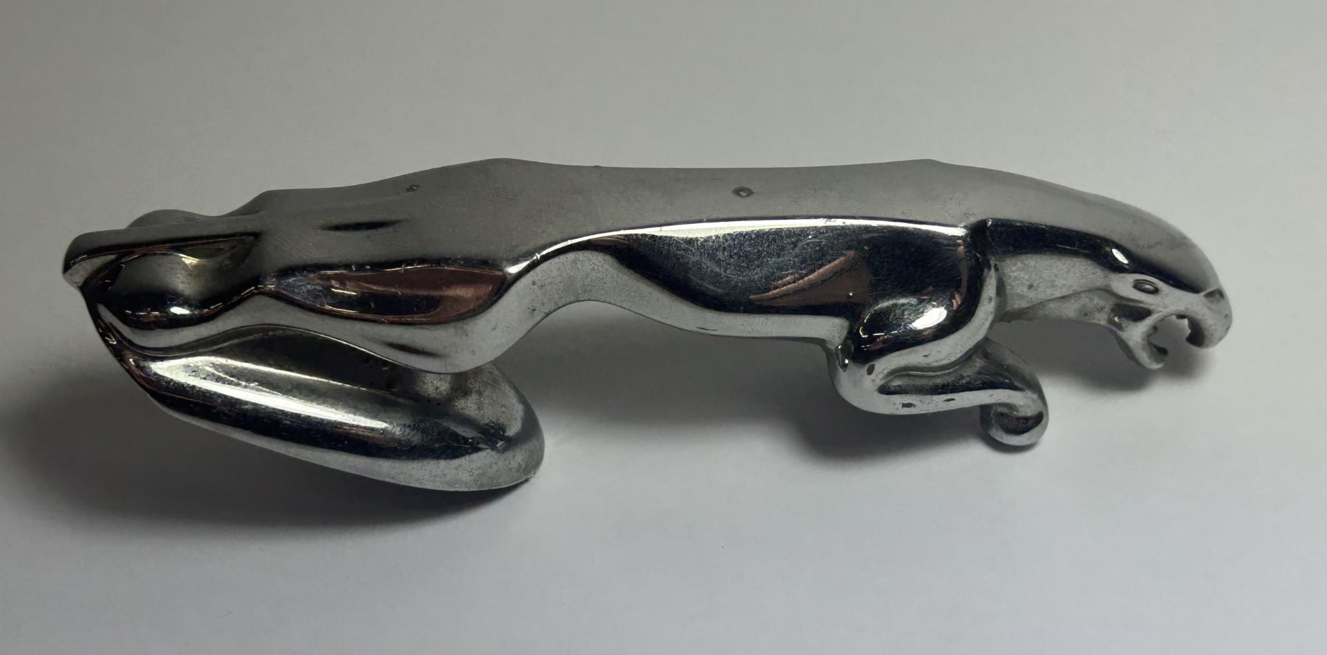 A VINTAGE CHROME JAGUAR CAR MASCOT