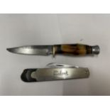 TWO VINTAGE KNIVES TO INCLUDE A IXL GEORGE WOSTENHOLM 'THE BURBANK' POCKET KNIFE AND A BONE HANDLED