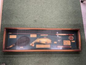 A VINTAGE RAINBOW TROUT FLY FISHING DISPLAY CASE