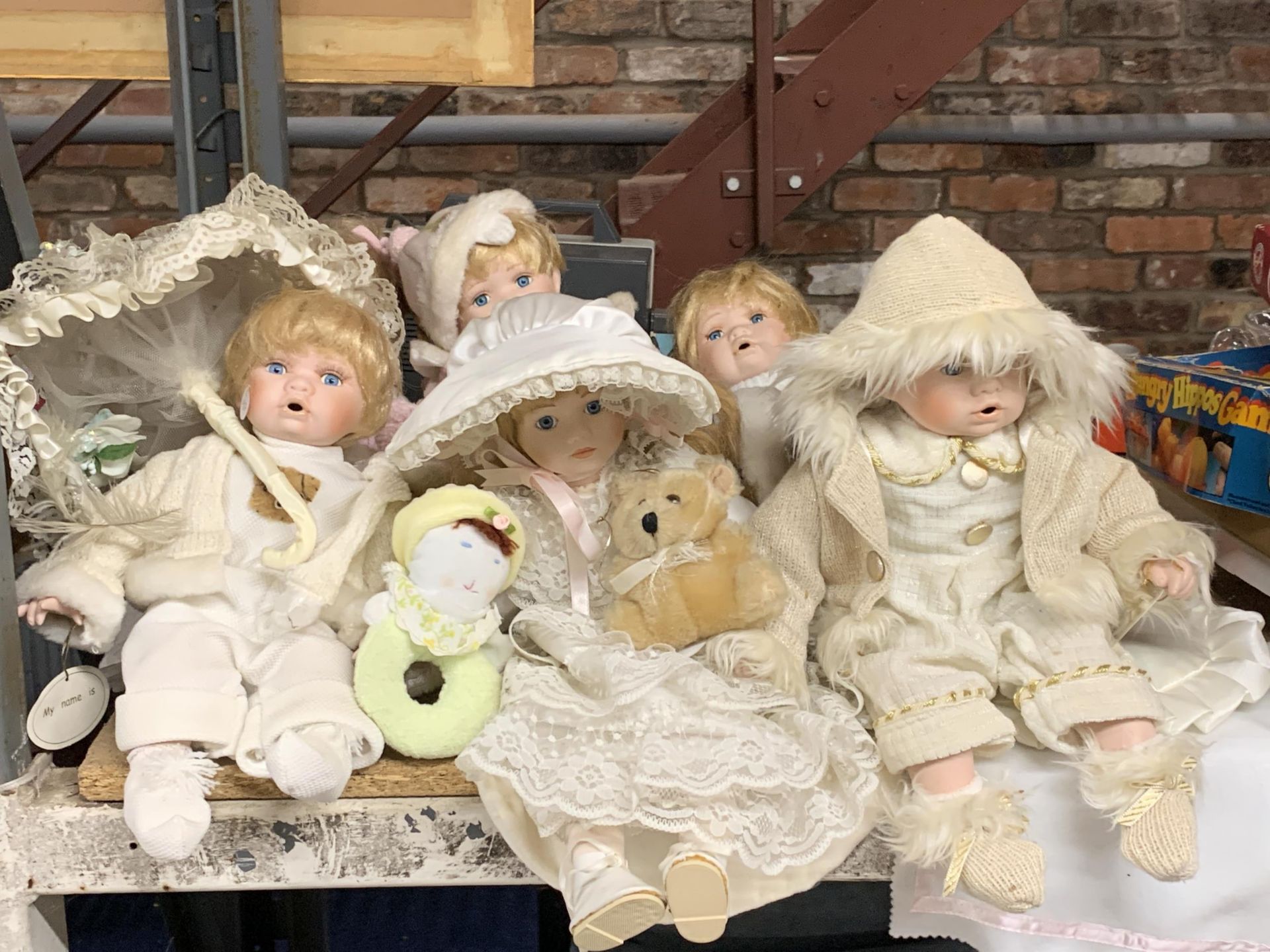 A MIXED LOT OF DOLLS AND SOFT TOYS