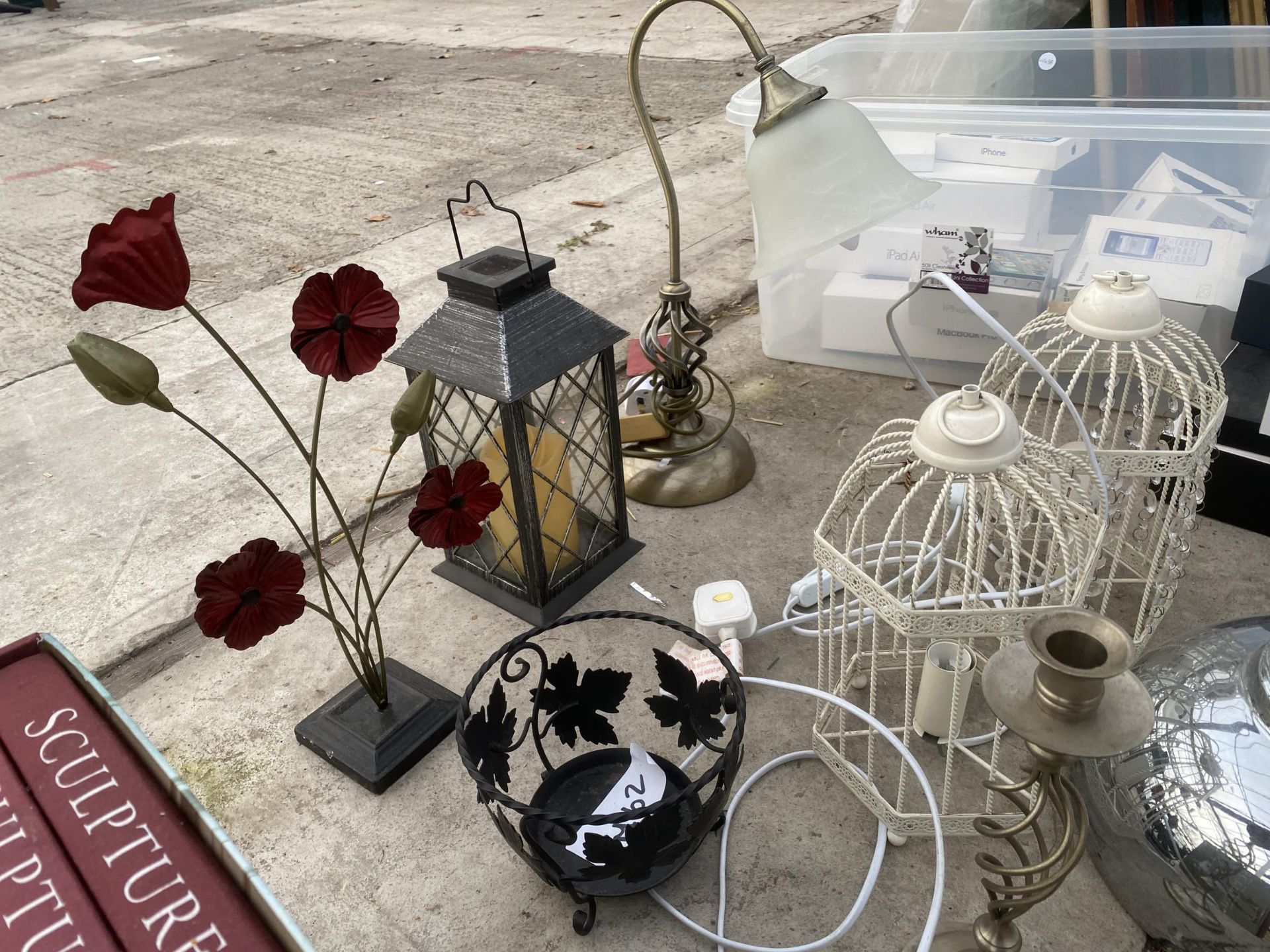 AN ASSORTMENT OF LAMPS, SHADES AND CANDLE HOLDERS ETC - Image 2 of 3