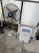 A FLOOR FAN, AN ELECTRIC HEATER AND A COOLER