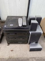 A SHARP STEREO SYSTEM AND VARIOUS SONY SPEAKERS