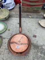 A VINTAGE COPPER BED WARMING PAN