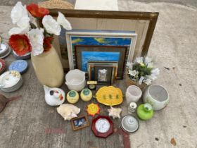 AN ASSORTMENT OF ITEMS TO INCLUDE CERAMICS, PRINTS AND CLOCKS ETC