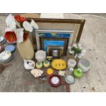 AN ASSORTMENT OF ITEMS TO INCLUDE CERAMICS, PRINTS AND CLOCKS ETC