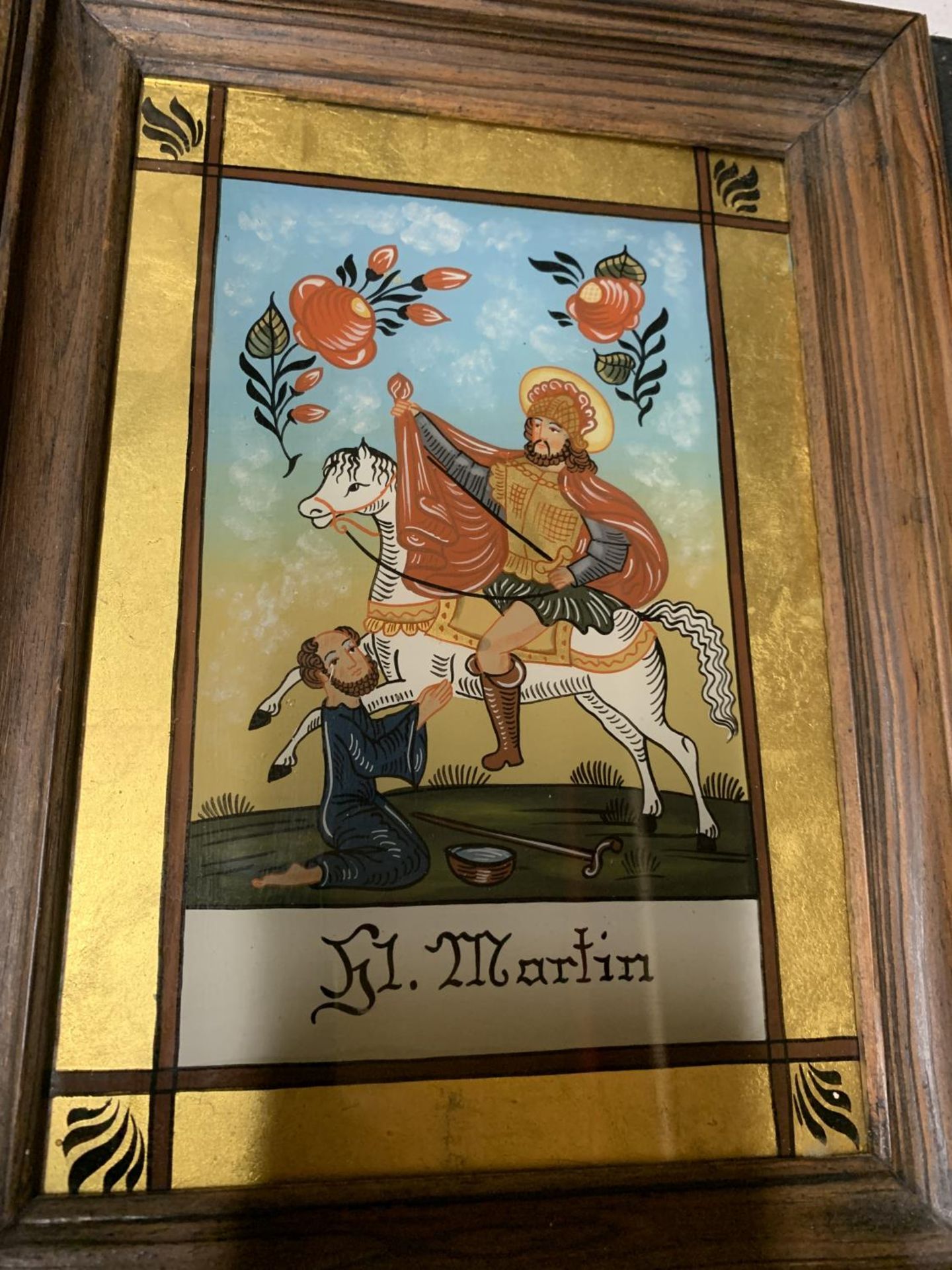 TWO REVERSE GLASS PAINTINGS OF 'FELICITAS' AND 'MARTIN' - Image 2 of 3
