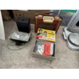 AN ASSORTMENT OF VINTAGE ITEMS TO INCLUDE A RADIO, A SPOT LIGHT AND PIFCO CLIPPERS ETC