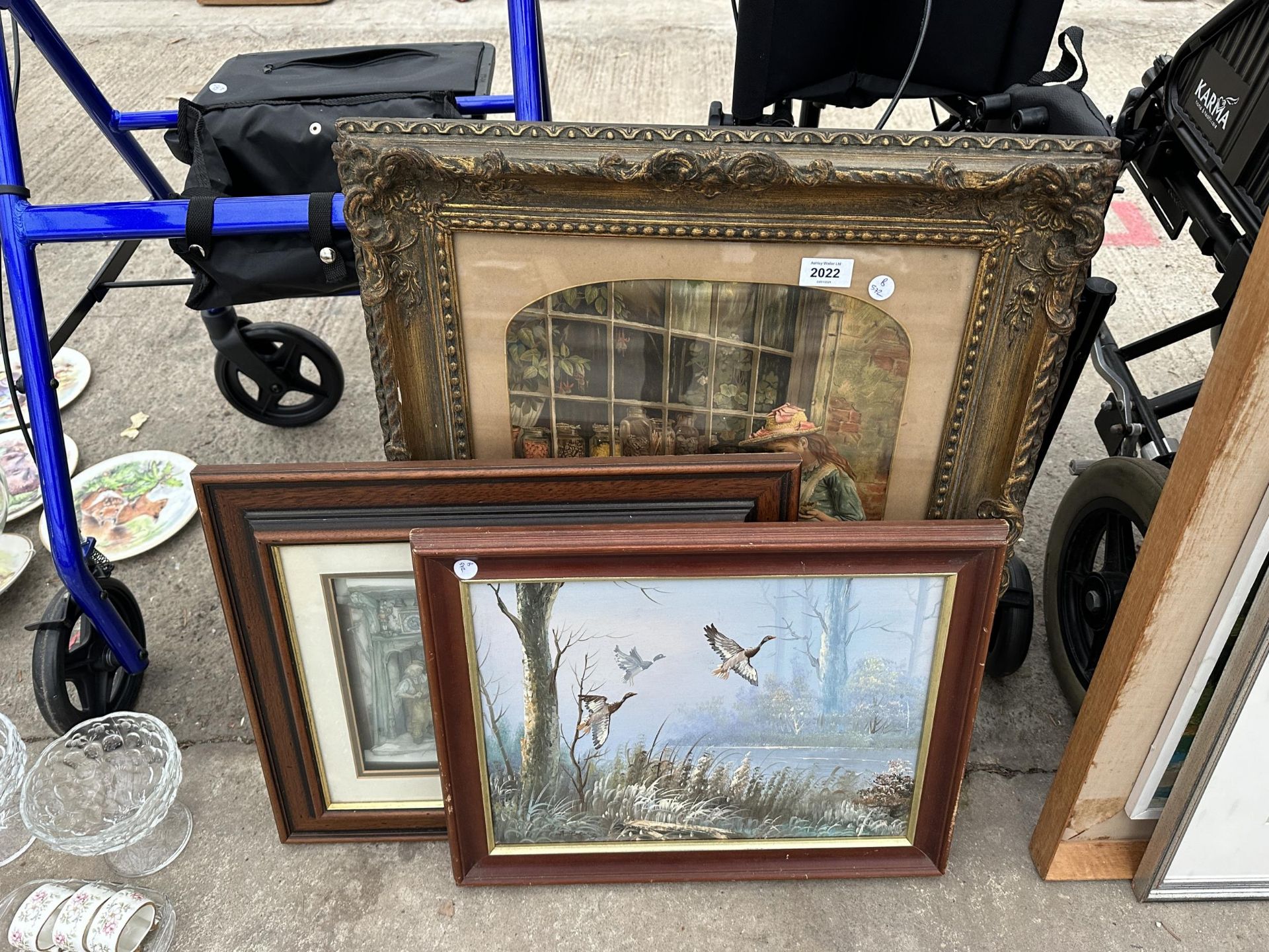 THREE VARIOUS FRAMED PRINTS AND PICTURES