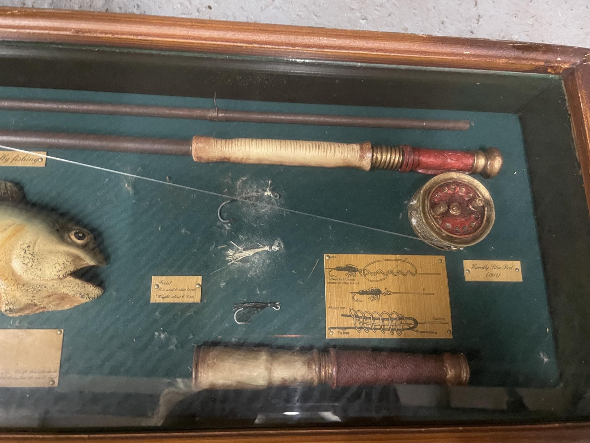 A VINTAGE RAINBOW TROUT FLY FISHING DISPLAY CASE - Image 4 of 4