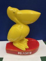 A RARE FRENCH BREWERY PELFORTH CERAMIC PELICAN 15" X 12" X 7"