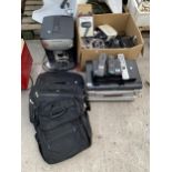 AN ASSORTMENT OF ELECTRICAL ITEMS TO INCLUDE DVD PLAYERS, A COFFEE MACHINE AND LAPTOP BAGS ETC