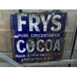 AN ORIGINAL ENAMEL FRYS COCOA SIGN (61CM X 61CM)