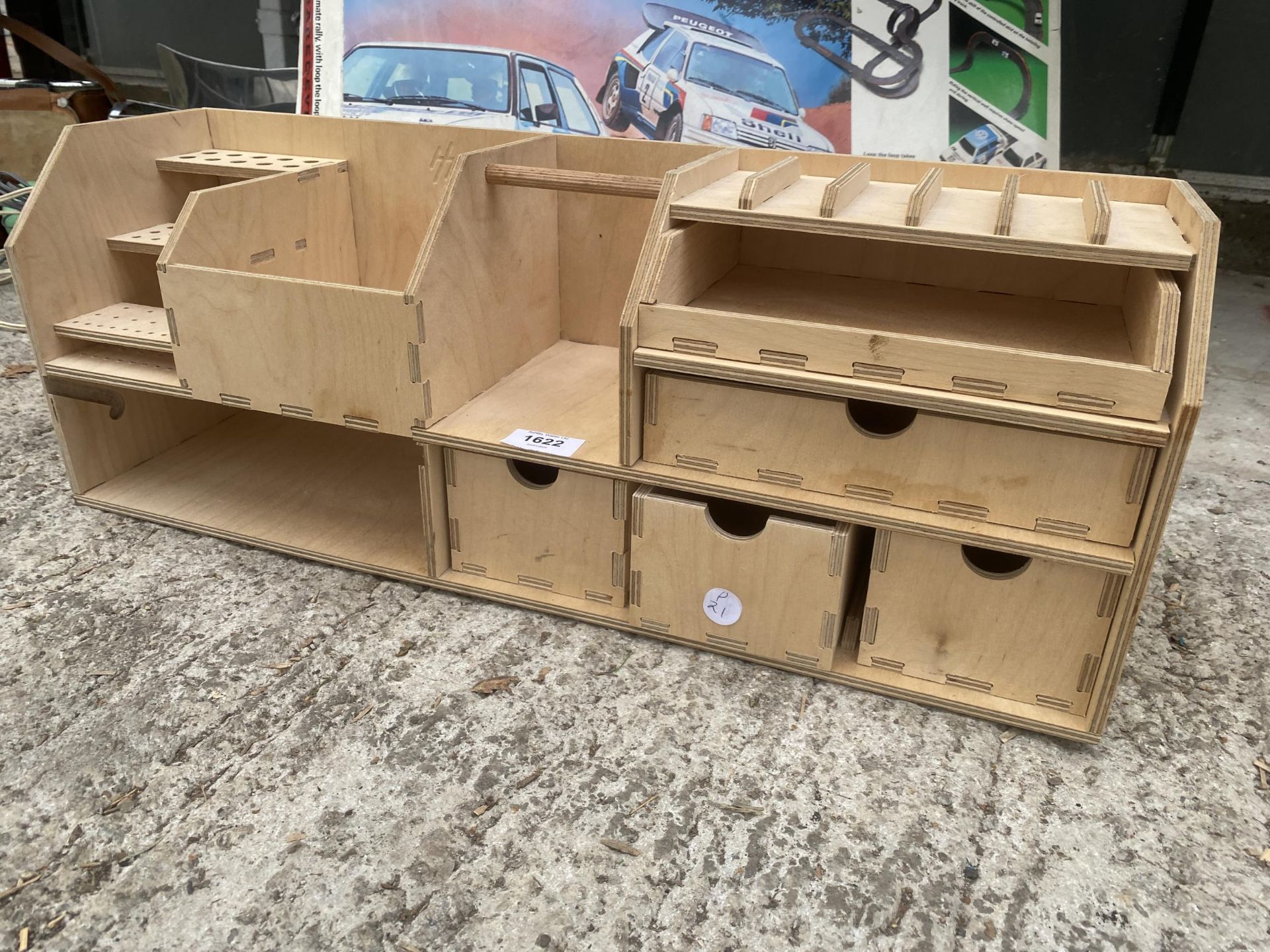 A WOODEN DESK TIDY STORAGE UNIT - Image 2 of 4