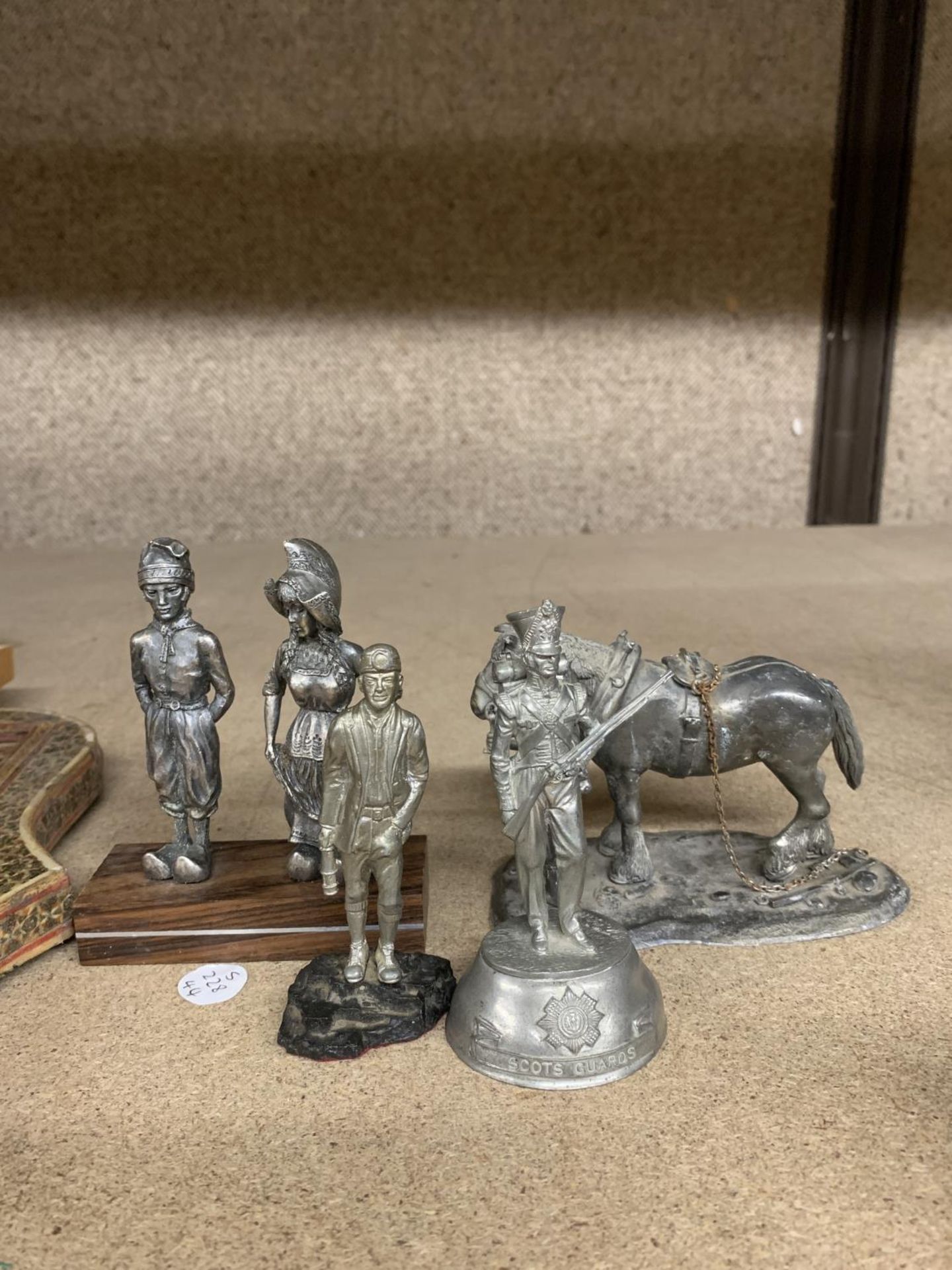 FIVE CAST PEWTER FIGURES