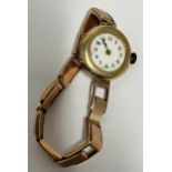 A VINTAGE 9CT YELLOW GOLD LADIES WATCH ON A 9CT ROSE GOLD BRACELET GROSS WEIGHT 26.58 GRAMS