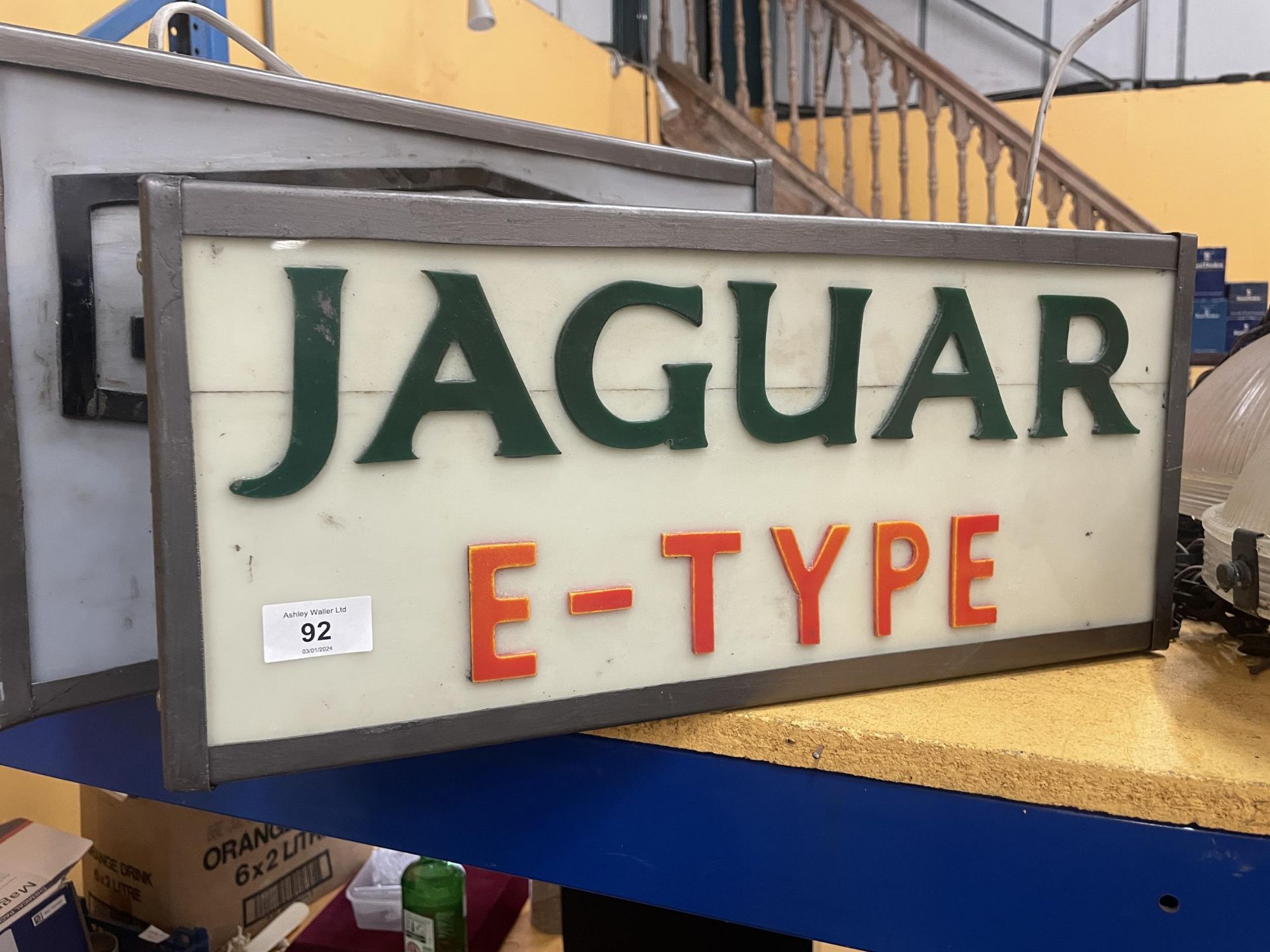A JAGUAR E-TYPE ILLUMINATED BOX SIGN