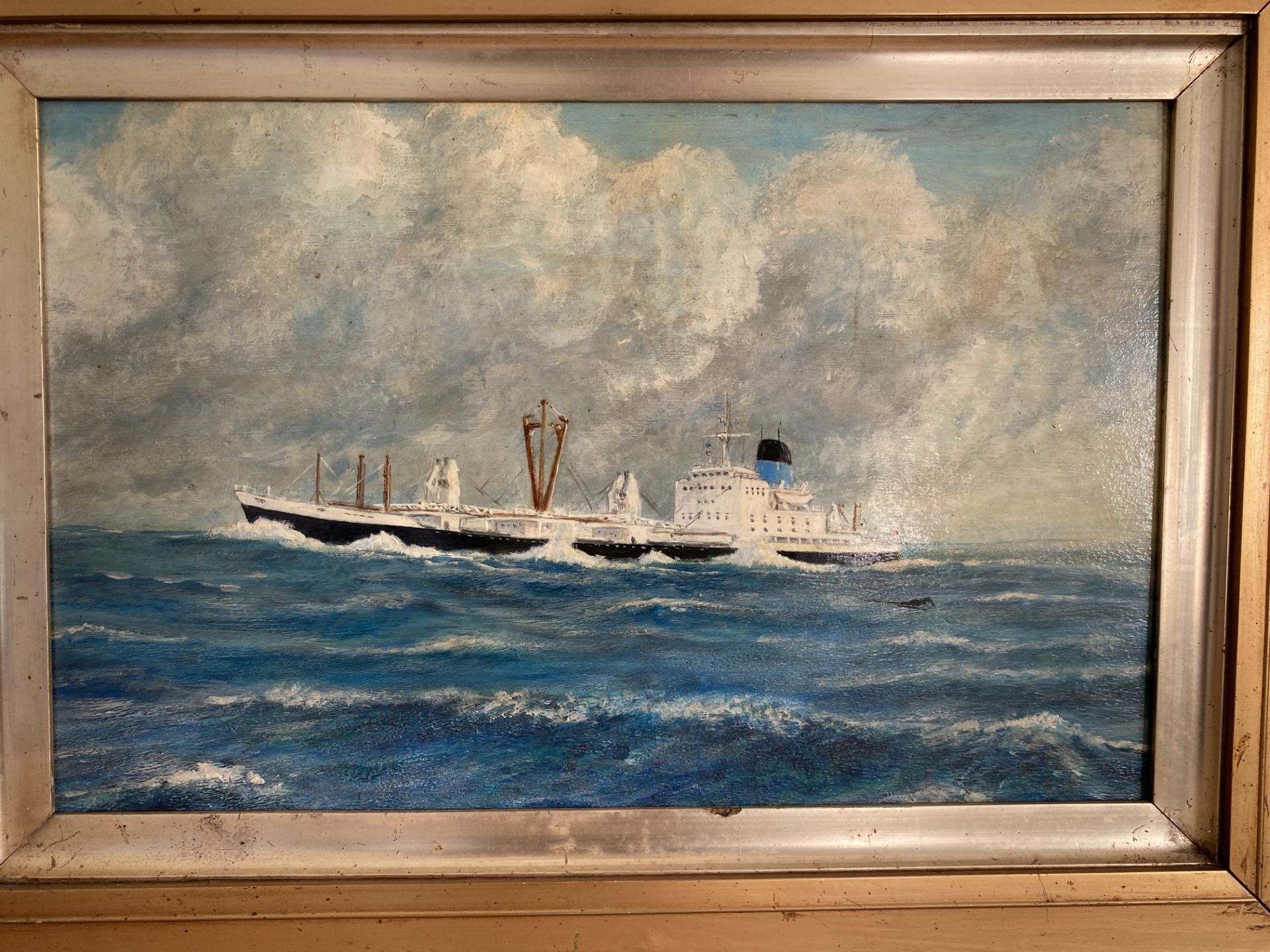 AN ANTIQUE MARITIME OIL ON BOARD IN GILT FRAME, UNSIGNED, 57 X 42 CM - Image 2 of 7