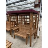 AN AS NEW EX DISPLAY CHARLES TAYLOR GARDEN ARBOUR WITH TWO SEATER BENCH*PLEASE NOTE VAT TO BE