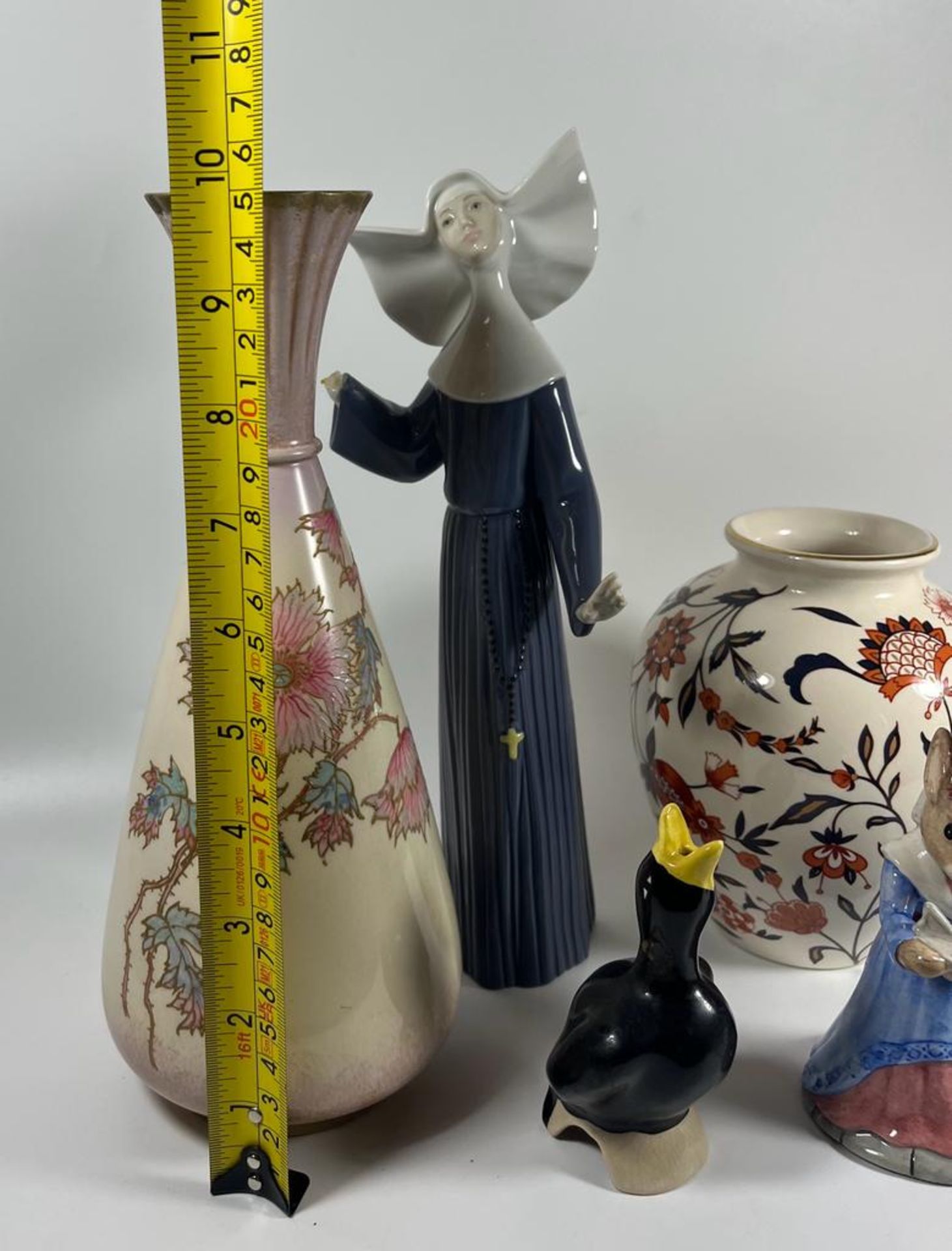 A LLADRO NUN FIGURE, (HAND BROKEN), MASONS FLORAL JAR, ROYAL DOULTON BUNNYKINS ETC - Image 2 of 2