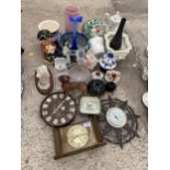 A LARGE ASSORTMENT OF ITEMS TO INCLUDE CLOCKS AND CERAMICS ETC