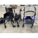 TWO MOBILITY AIDS AND A WHEEL CHAIR