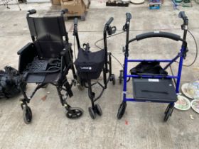 TWO MOBILITY AIDS AND A WHEEL CHAIR