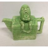 AN ART DECO 1930S HUMPTY DUMPTY TEAPOT, UNMARKED BUT LIKELY LINGARD AND GREEN, REG MARK TO BASE