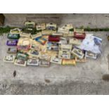 A LARGE COLLECTION OF MODEL CLASSIC CARS AND FURTHER EMPTY BOXES ETC