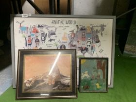 A GROUP OF PRINTS TO INCLUDE ANIMAL WORLD EXAMPLE ETC