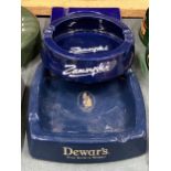 THREE CERAMIC ASHTRAYS TO INCLUDE MARTINI, DEWARS AND ZAMOYSKI