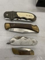 FOUR VINTAGE POCKET KNIVES