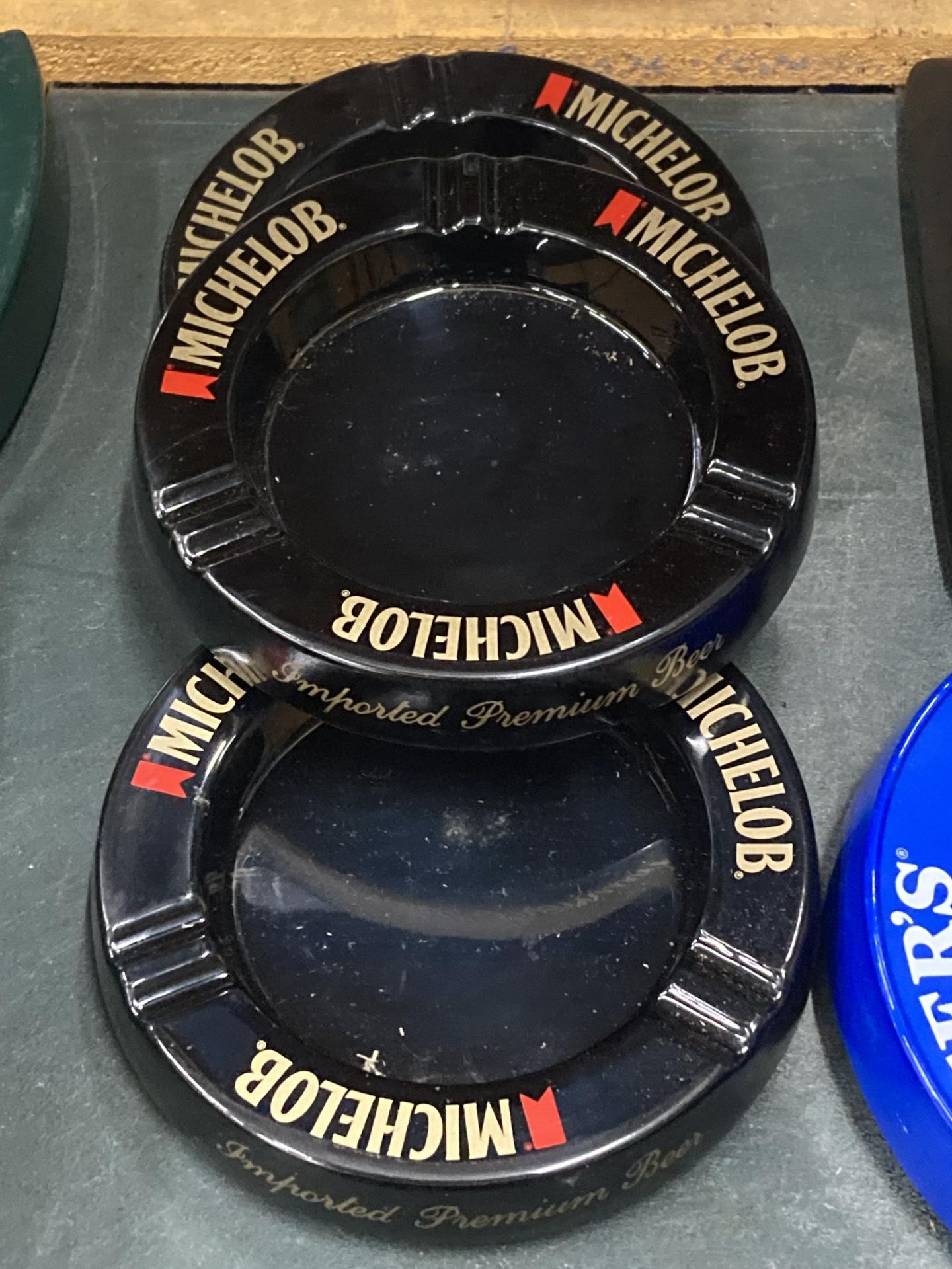 THREE MICHELOB MELAMINE ASHTRAYS