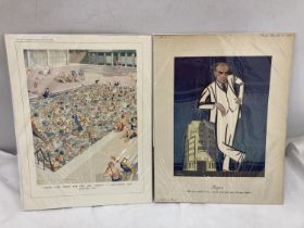 TWO 1930'S PUNCH CARTOONS ON CARD