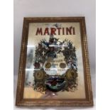 A SMALL VINTAGE MARTINI ROSSI ADVERTISING MIRROR, 20CM X 27CM