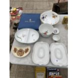 AN ASSORTMENT OF ROYAL WORCESTER CERAMICS TO INCLUDE A BOXED PLATE, BOWLS AND CANAPE PLATES ETC