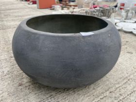 A GREY FIBRE GLASS SPHERICAL BOWL PLANTER (D:35CM)