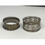 TWO SILVER NAPKIN RINGS