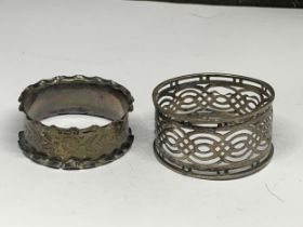 TWO SILVER NAPKIN RINGS