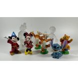 A COLLECTION OF VINTAGE DISNEY CERAMIC AND GLASS FIGURES, MICKEY, MINNIE, STITCH ETC