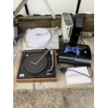 AN ASSORTMENT OF ITEMS TO INCLUDE A PS3, RECORD DECKS AND XBOX'S ETC