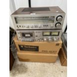 A TECHNICS STEREO CASSETTE DECK AND A TECHNICS STEREO RECIEVER BOTH WITH BOXES