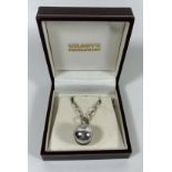 A BOXED .925 SILVER NECKLACE WITH ORB BALL CHARM, 18" CHAIN LENGTH