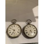 TWO GENTS HALLMARKED SILVER OPEN FACE POCKET WATCHES GROSS WEIGHT 269.10 GRAMS