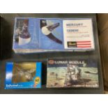 THREE TOY MODELS - AIRFIX LUNAR MODULE, REVELL MERCURY AND GEMINI AND TAILWIND PLANE