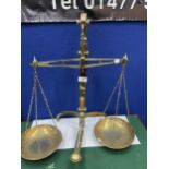 A PAIR OF VINTAGE BRASS BALANCE SCALES