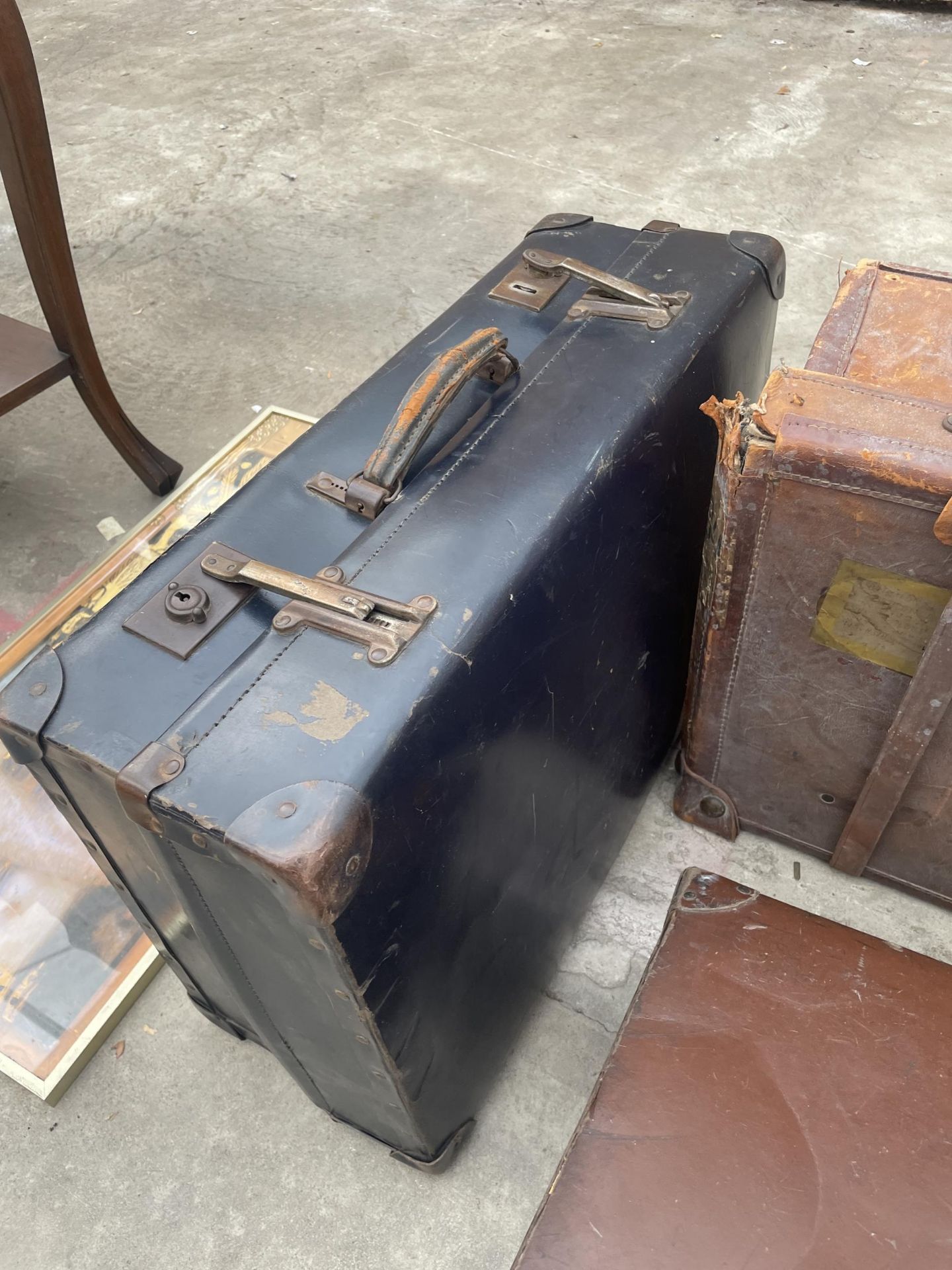 A KELVIN SUITCASE, LEATHER SUITCASE AND OTHER CASE AND PRINT - Image 3 of 4